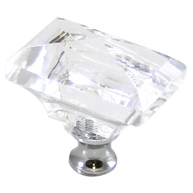 Cal Crystal M997 Crystal Excel RECTANGLE KNOB in Polished Chrome
